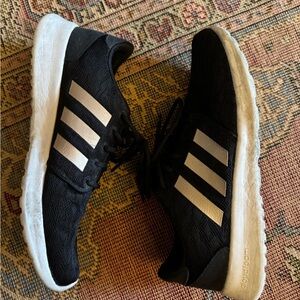 Adidas rose gold cheetah embossed sneakers